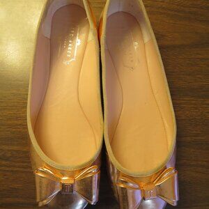 Ted Baker London Women's Ballet Flats Metallic Pink/Gold, Sz=US 8.5, Hardly worn